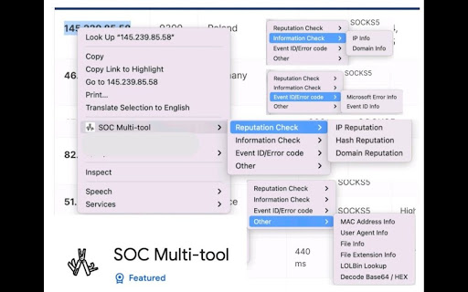 SOC Multi tool  from Chrome web store to be run with OffiDocs Chromium online