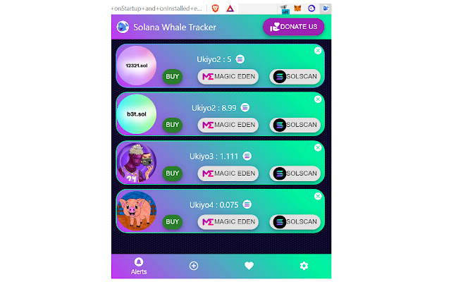 Solana Wallet Tracker NFTs  from Chrome web store to be run with OffiDocs Chromium online