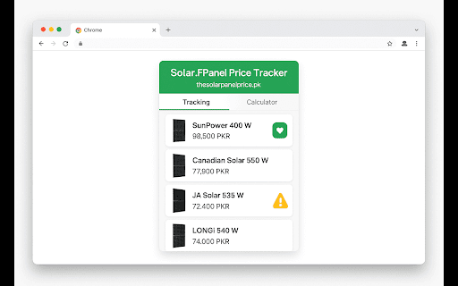 Solar Panel Price Tracker  from Chrome web store to be run with OffiDocs Chromium online