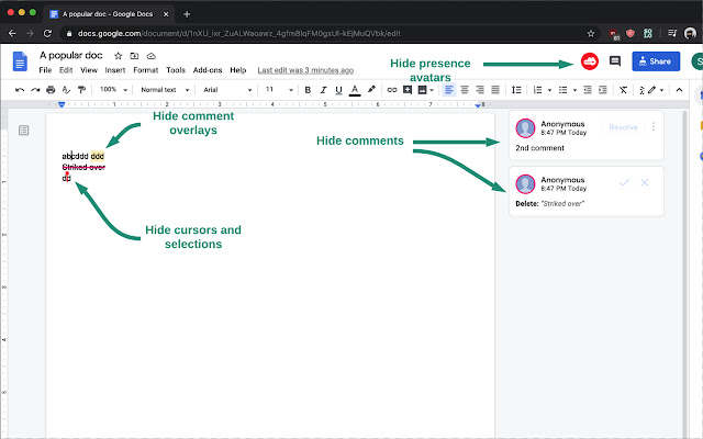 Solo mode for Google Docs  from Chrome web store to be run with OffiDocs Chromium online