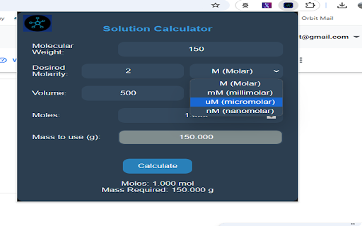 Solution Calculator  from Chrome web store to be run with OffiDocs Chromium online