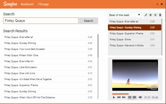 Songive lightweight YouTube playlist player  from Chrome web store to be run with OffiDocs Chromium online