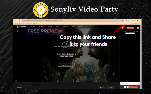 SonyLiv video watch party  from Chrome web store to be run with OffiDocs Chromium online