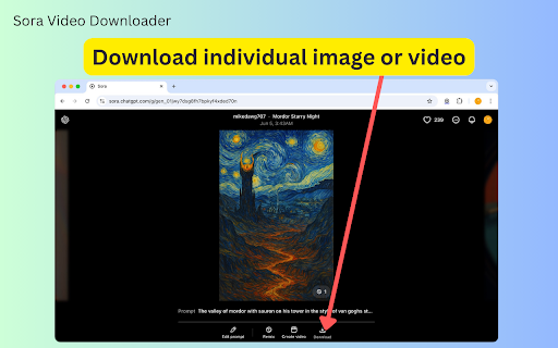Sora Video Downloader Download OpenAI Sora videos and images  from Chrome web store to be run with OffiDocs Chromium online