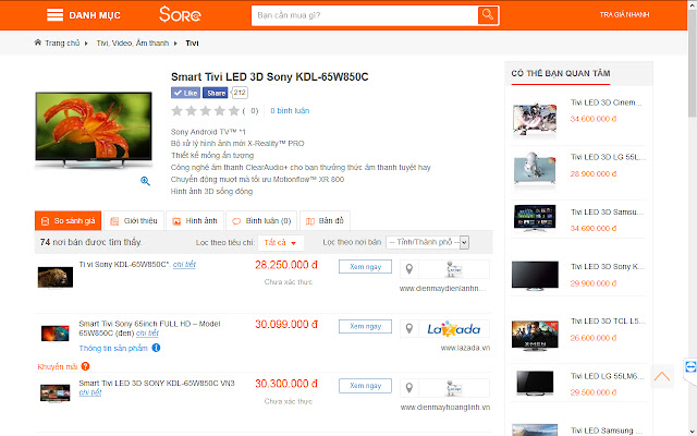 Sore.vn So sánh giá  from Chrome web store to be run with OffiDocs Chromium online