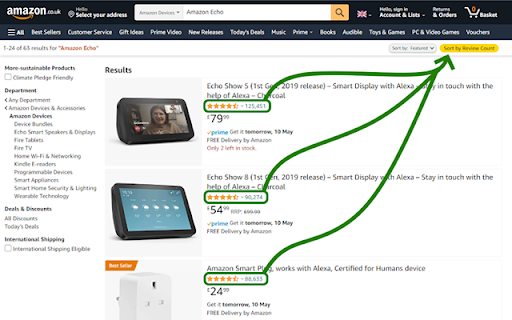 Sort By Reviews for Amazon and Flipkart  from Chrome web store to be run with OffiDocs Chromium online