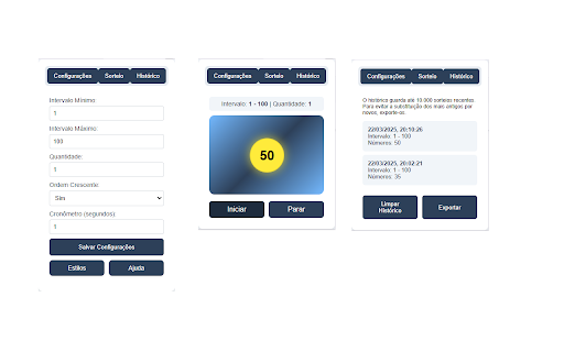 Sorteador de Números  from Chrome web store to be run with OffiDocs Chromium online
