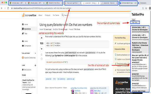Sort Tabs Pro  from Chrome web store to be run with OffiDocs Chromium online