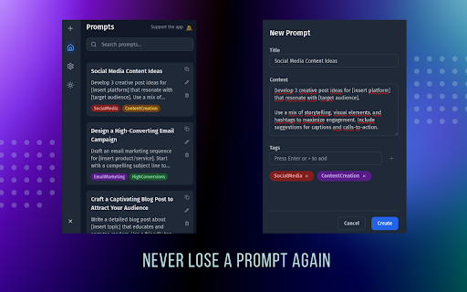 SosPrompt  from Chrome web store to be run with OffiDocs Chromium online