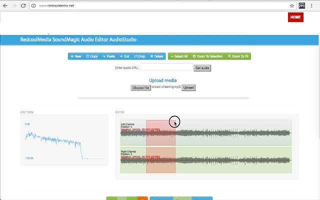 SoundMagic MP3 and WAV editor for audio files  from Chrome web store to be run with OffiDocs Chromium online