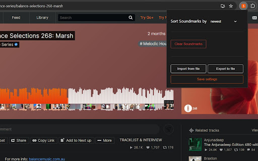 Soundmark for SoundCloud  from Chrome web store to be run with OffiDocs Chromium online