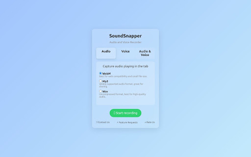 Sound Snapper  from Chrome web store to be run with OffiDocs Chromium online