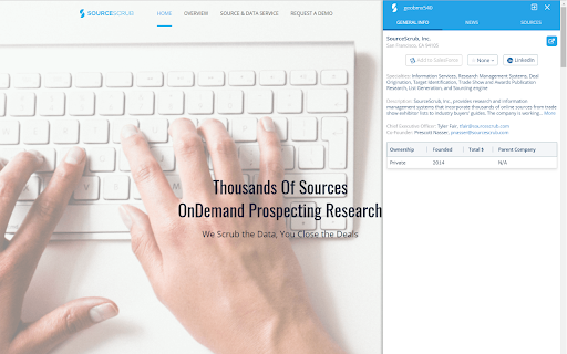 Sourcescrub Vitals  from Chrome web store to be run with OffiDocs Chromium online