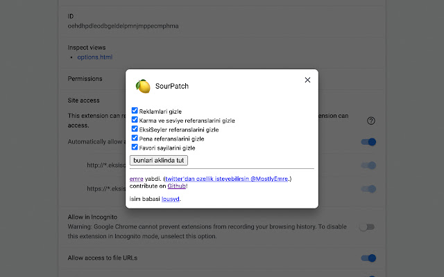 SourPatch  from Chrome web store to be run with OffiDocs Chromium online