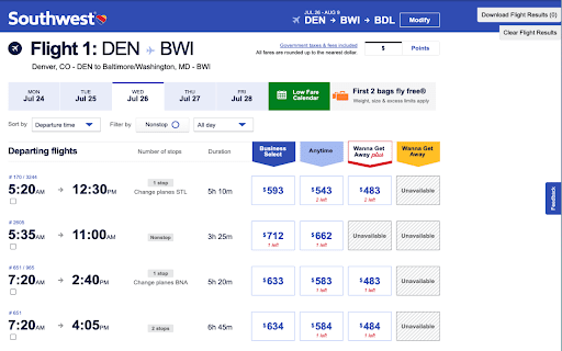 Southwest Flight Comparison Tool  from Chrome web store to be run with OffiDocs Chromium online