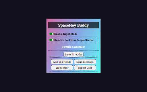 SpaceHey Buddy  from Chrome web store to be run with OffiDocs Chromium online