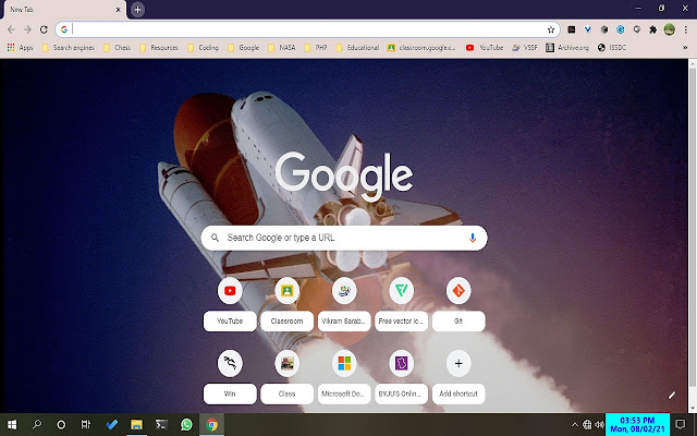 Space Shuttle-thema voor Chrome uit de Chrome-webwinkel voor gebruik met OffiDocs Chromium online