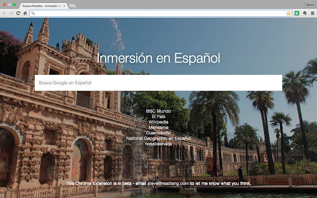 Spanish Immersion Homepage  from Chrome web store to be run with OffiDocs Chromium online