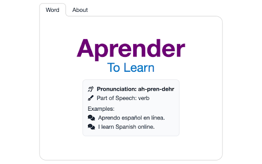Spanish word of the day  from Chrome web store to be run with OffiDocs Chromium online