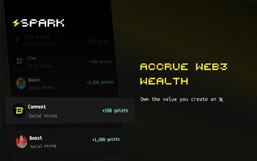 Spark for X — Use Twitter. Get Paid.  from Chrome web store to be run with OffiDocs Chromium online
