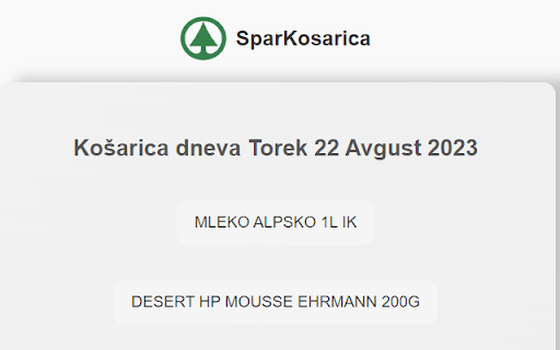 SparKošarica  from Chrome web store to be run with OffiDocs Chromium online