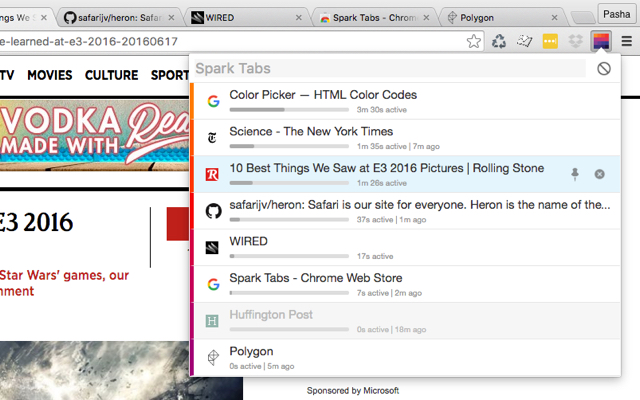 Spark Tabs  from Chrome web store to be run with OffiDocs Chromium online
