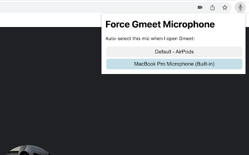 Specify Gmeet Mic  from Chrome web store to be run with OffiDocs Chromium online