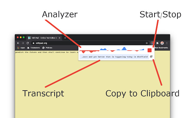 SpeechAgent Live Voice Typing  from Chrome web store to be run with OffiDocs Chromium online