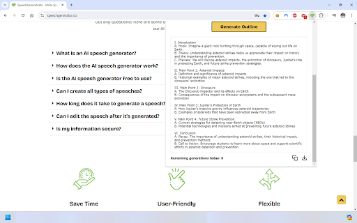 Speech Outline Generator  from Chrome web store to be run with OffiDocs Chromium online