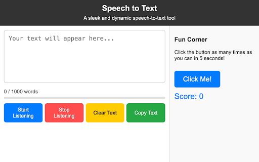Speech to Text  from Chrome web store to be run with OffiDocs Chromium online