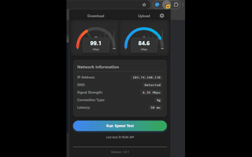 Speed Tester  from Chrome web store to be run with OffiDocs Chromium online