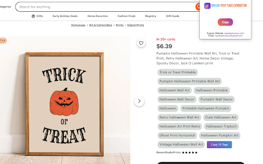 Speedy Etsy Tags Extractor  from Chrome web store to be run with OffiDocs Chromium online