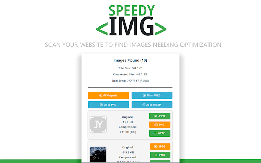 SpeedyIMG Scanner  from Chrome web store to be run with OffiDocs Chromium online