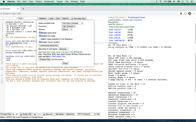 SPICE Circuit Simulator  from Chrome web store to be run with OffiDocs Chromium online