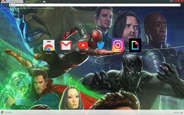 Spiderman and his Team Avengers: Infinity War  from Chrome web store to be run with OffiDocs Chromium online