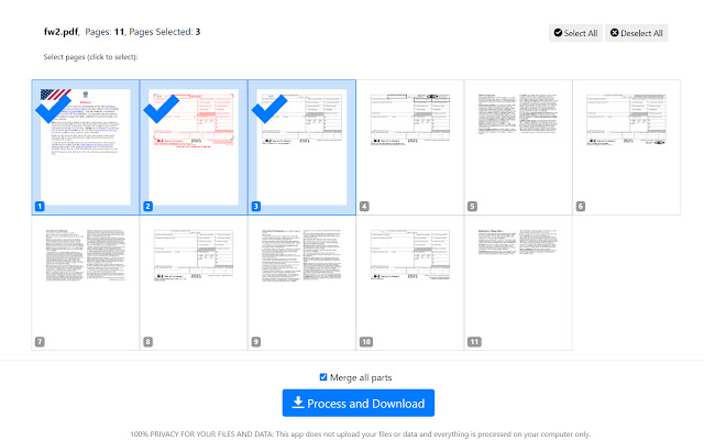 Split PDF (by PDFLite.co)  from Chrome web store to be run with OffiDocs Chromium online