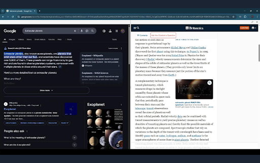 Split Screen Extension  from Chrome web store to be run with OffiDocs Chromium online