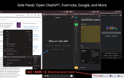 Split Screen in Tab ChatGPT Sidebar  from Chrome web store to be run with OffiDocs Chromium online