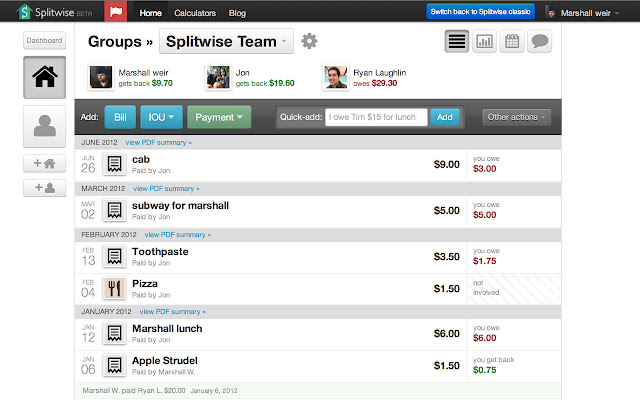 Splitwise  from Chrome web store to be run with OffiDocs Chromium online