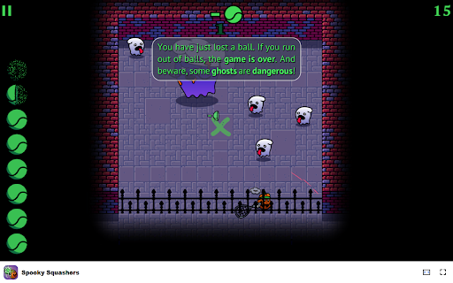 Spooky Squashers Swing your racket and defeat ghostly foes!  from Chrome web store to be run with OffiDocs Chromium online