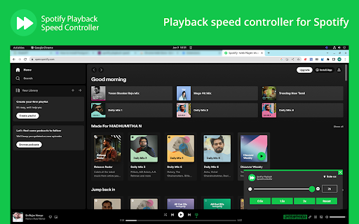 Spotify Playback Speed Controller  from Chrome web store to be run with OffiDocs Chromium online