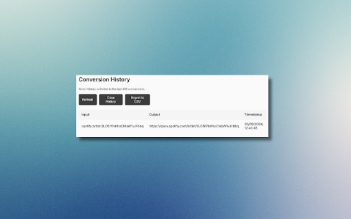 Spotify URL Converter  from Chrome web store to be run with OffiDocs Chromium online