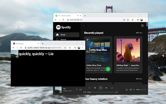 Spotify Web Watcher  from Chrome web store to be run with OffiDocs Chromium online