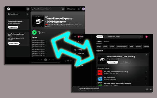 Spotify  YouTube Music Redirector  from Chrome web store to be run with OffiDocs Chromium online