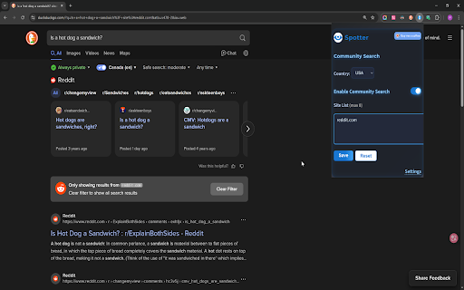 Spotter: Community Forum Search  from Chrome web store to be run with OffiDocs Chromium online