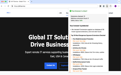 SpyBye – Malicious‑Extension Checker  from Chrome web store to be run with OffiDocs Chromium online