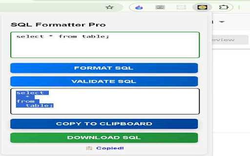 SQL Formatter Pro  from Chrome web store to be run with OffiDocs Chromium online