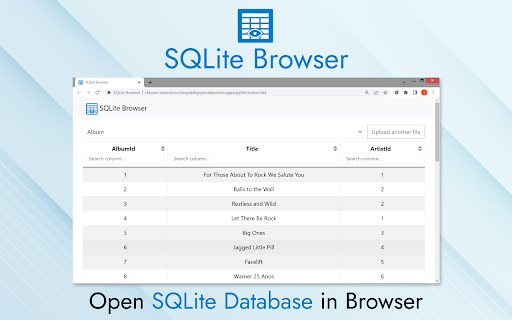 SQLite browser  from Chrome web store to be run with OffiDocs Chromium online