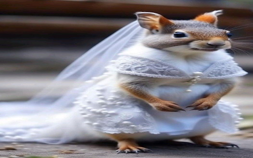 Squirrel wearing wedding dress wallpaper  from Chrome web store to be run with OffiDocs Chromium online