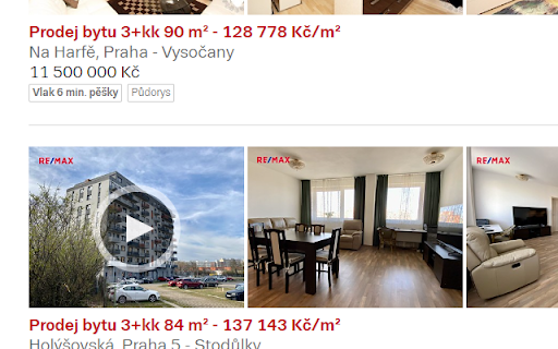 sreality.cz Apartments Price per Meter  from Chrome web store to be run with OffiDocs Chromium online